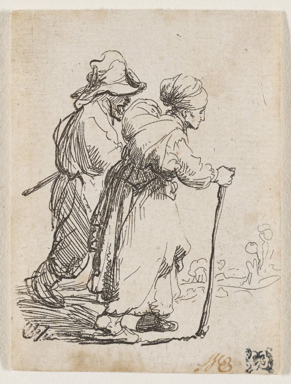 Deux clochards, un homme et une femme - Rembrandt van Rijn
