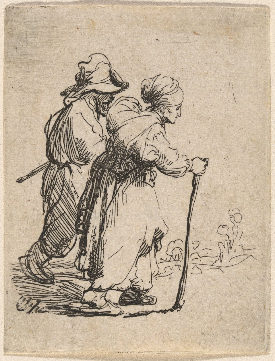 Deux clochards, un homme et une femme - Rembrandt van Rijn