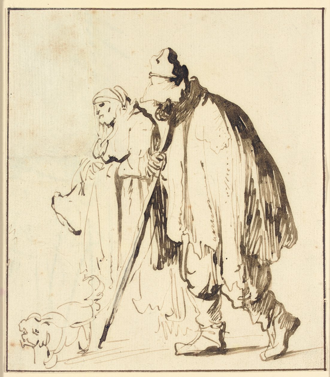 Couple vagabond avec un chien - Rembrandt van Rijn