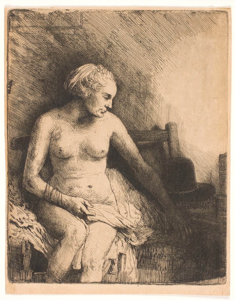 Femme au bain, avec un chapeau à côté d