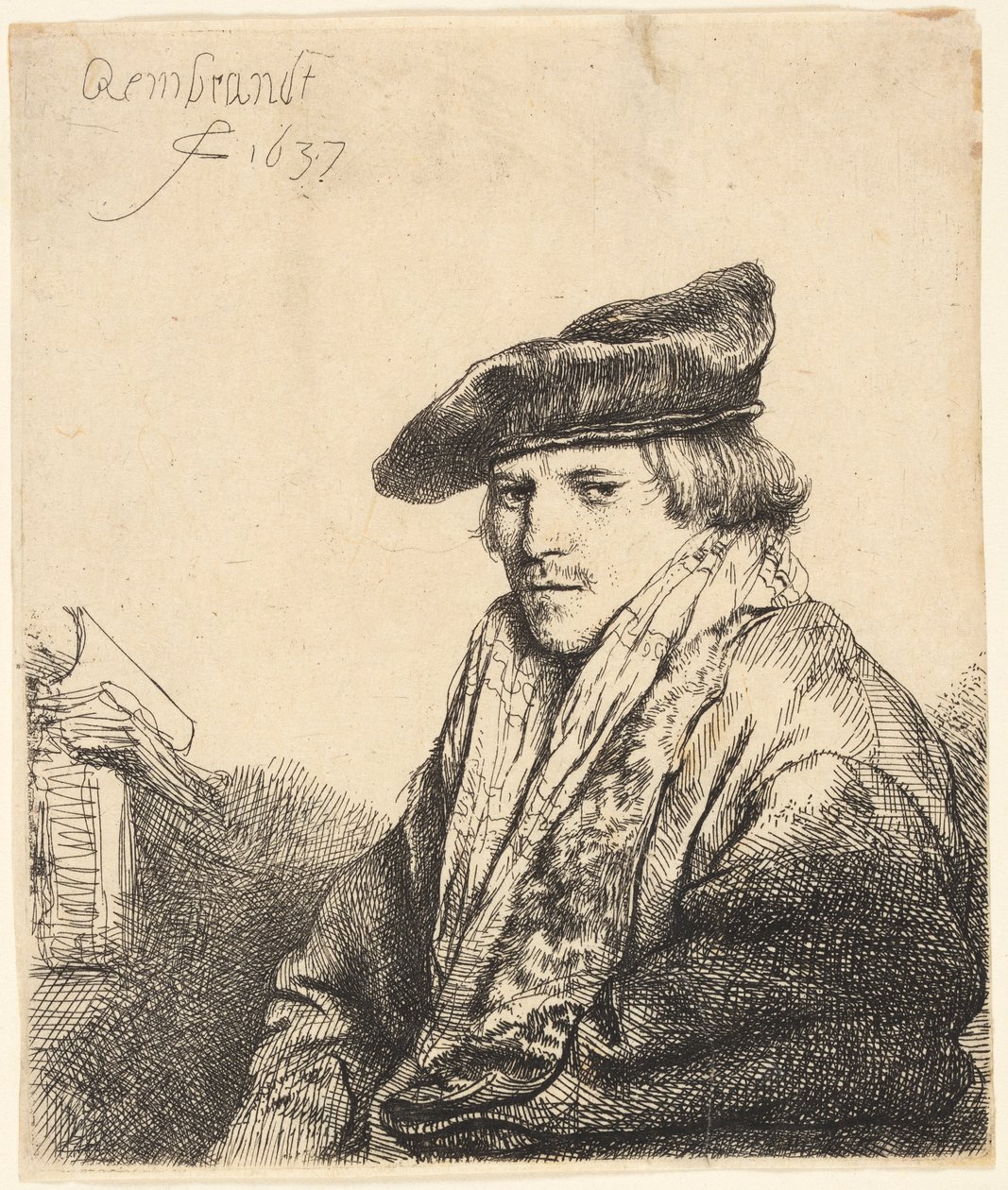 Jeune homme avec un bonnet de velours (Ferdinand Bol ?) - Rembrandt van Rijn