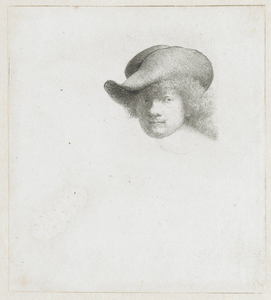 Autoportrait avec un chapeau mou et un manteau retravaillé - Rembrandt van Rijn