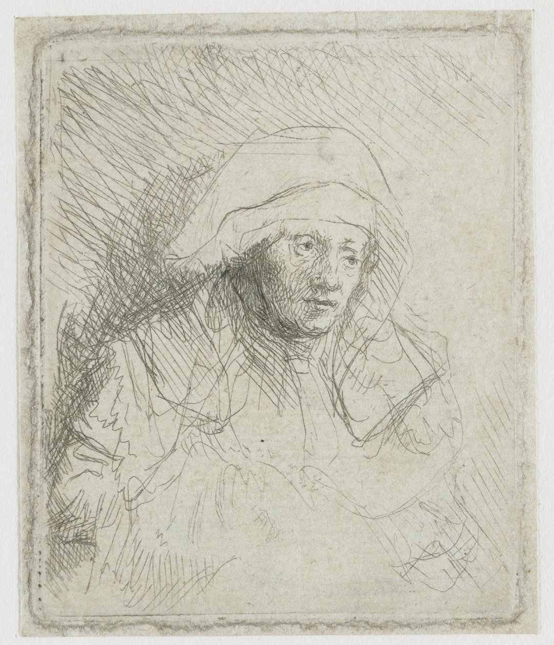 Femme malade portant un foulard blanc (Saskia) - Rembrandt van Rijn