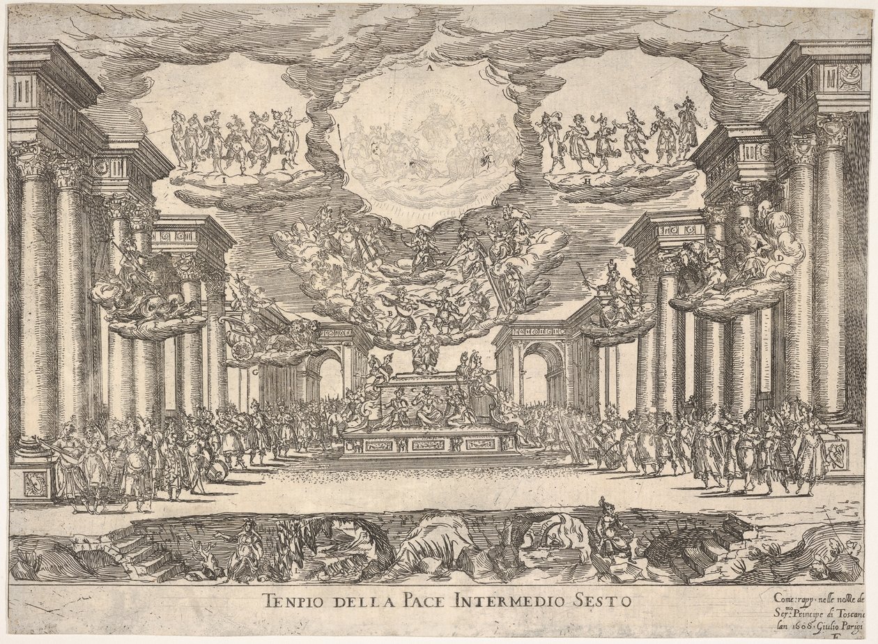 Sixième intermède : temple de la paix Intermedio sesto : tempio della pace, de la série S..., 1608 - Remigio Cantagallina