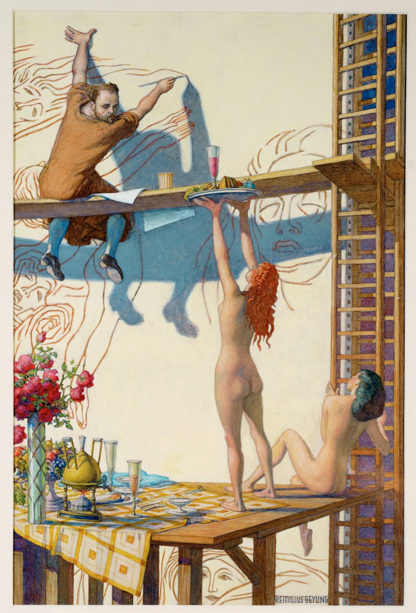 Klimt travaillant sur sa philosophie murale pour le hall principal de l