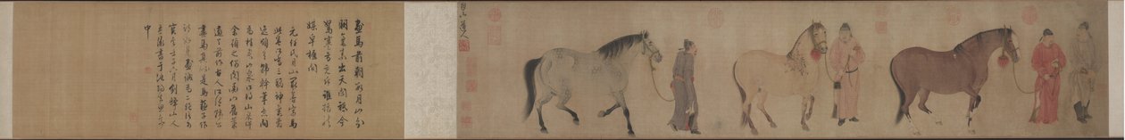 Trois chevaux et quatre palefreniers - Ren Renfa