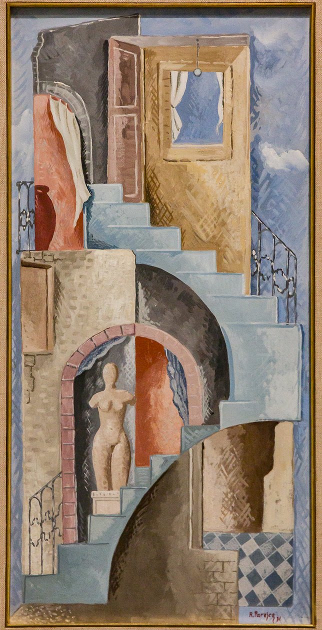 Statue et escalier - Renato Paresce