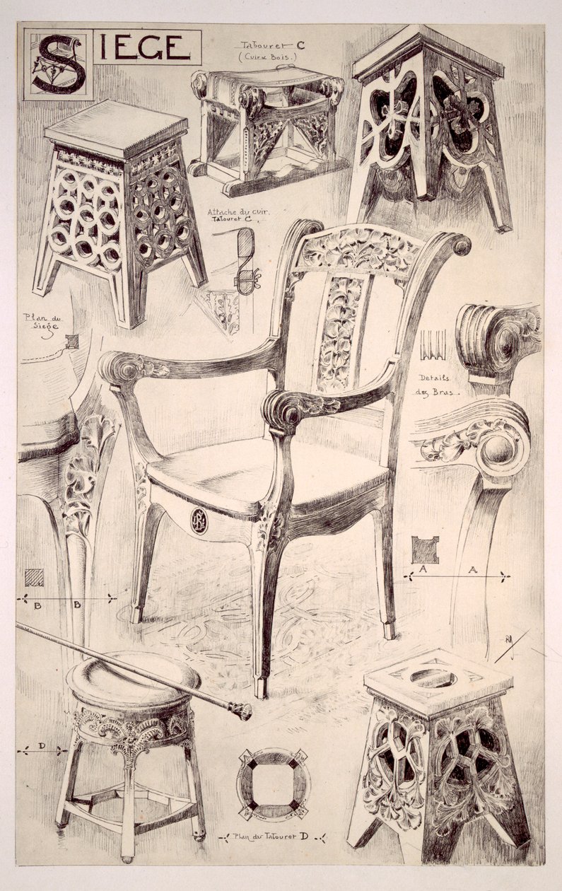 Dessins pour chaises et tabourets - Rene Binet