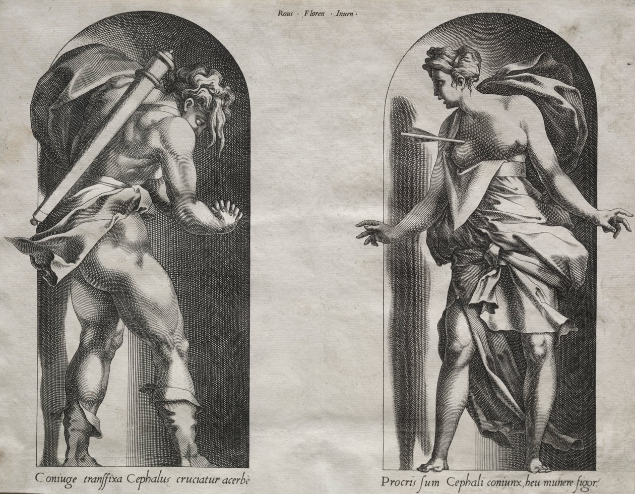 Céphale et Procris dans deux niches, 1538-1540 - Rene Boyvin
