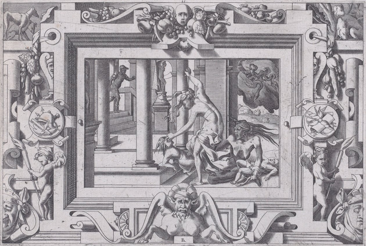 Médée tue ses deux enfants par Jason, 1563 - Rene Boyvin