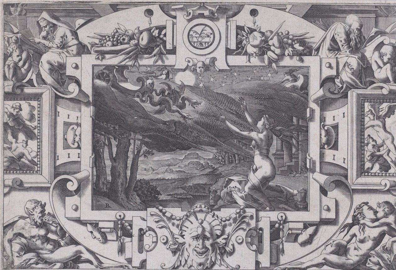 Médée et son char tiré par des dragons, 1563 - Rene Boyvin