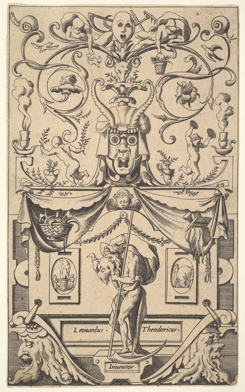 Panneau avec figure de Saturne, planche 1, vers 1550-65 - Rene Boyvin