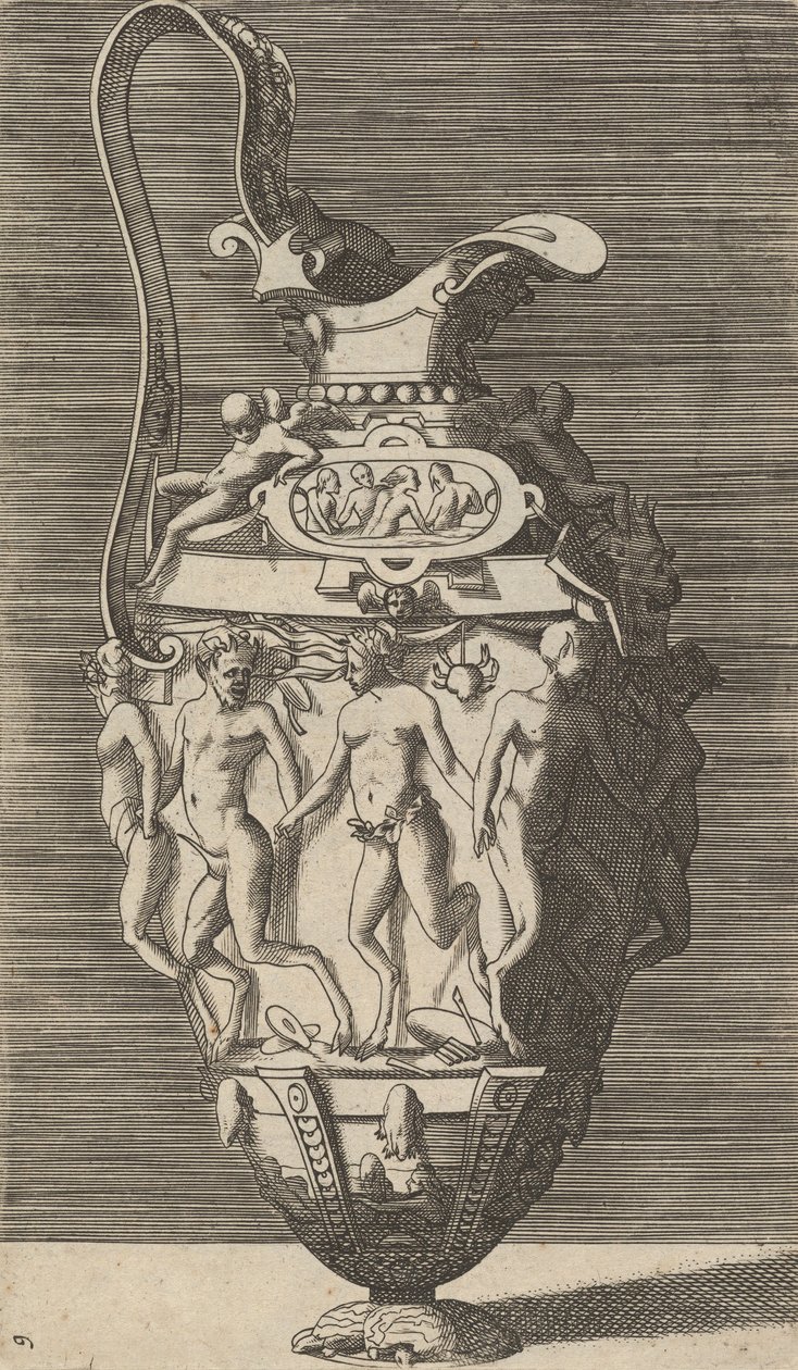 Vase avec femmes dansantes et satyres, fin du 17e siècle - Rene Boyvin