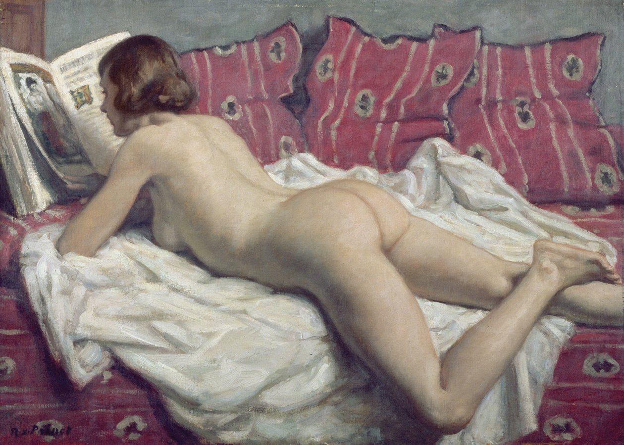 Nu sur un Divan Rose, vers 1925 - René François Xavier Prinet