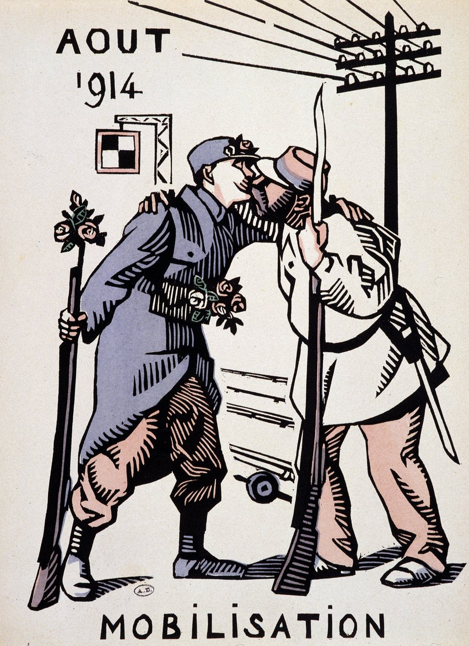 Août 1914, Mobilisation - dessin par Herman Paul, dans « Calendrier de la guerre » éd. 1916 - Rene George Hermann-Paul