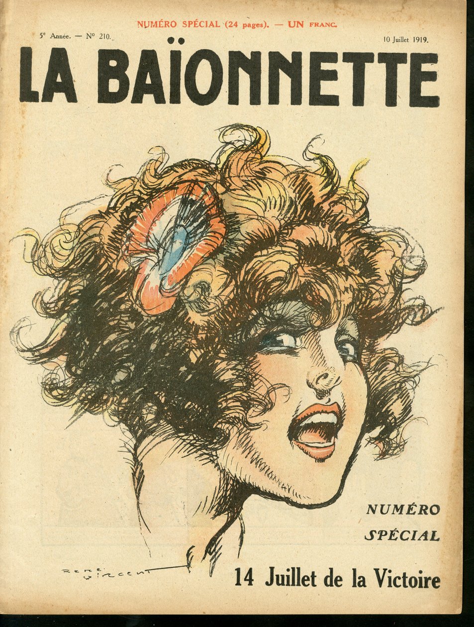 Couverture de "La Baïonnette", numéro 210, Satirique en Couleurs - Rene Vincent