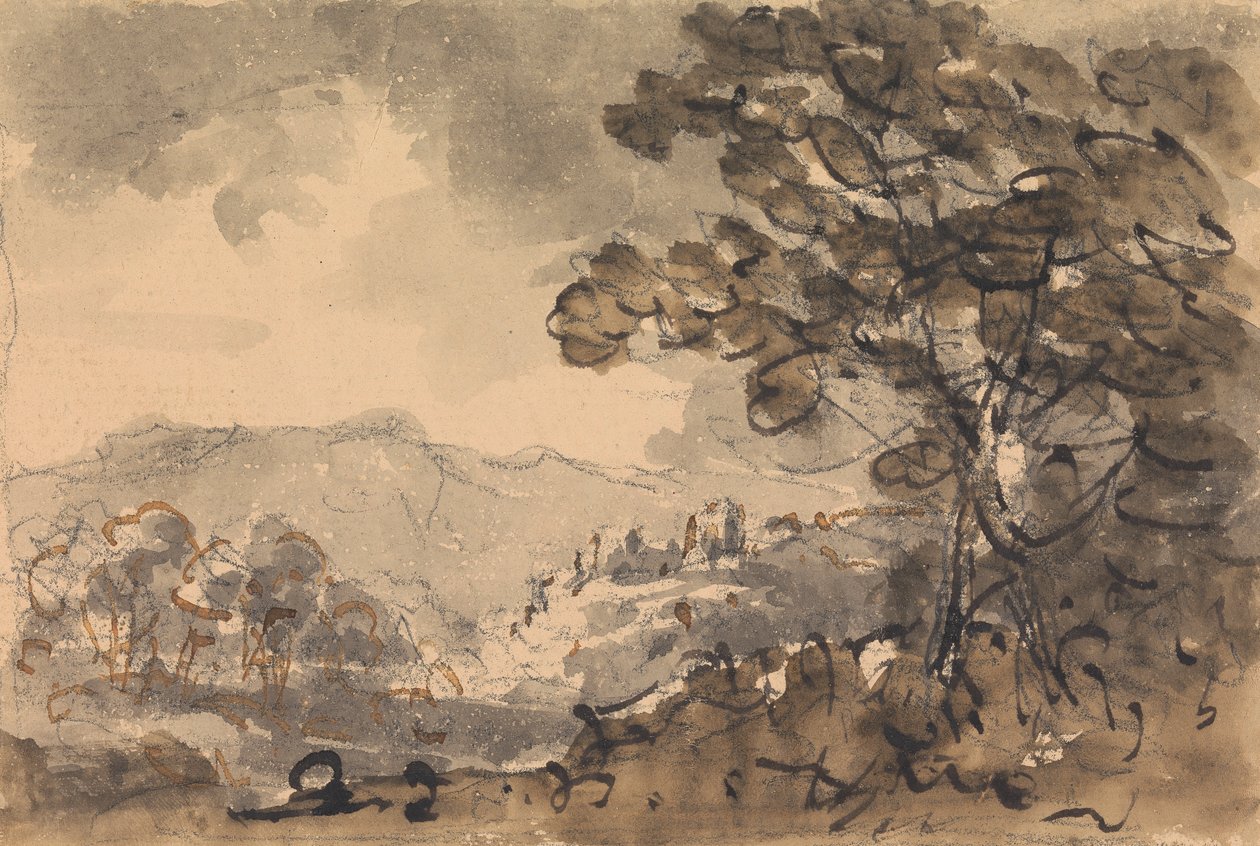 Paysage avec château au loin - Rev. William Gilpin