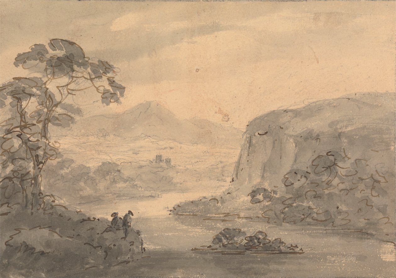 Paysage montagneux avec deux figures surplombant un lac - Rev. William Gilpin