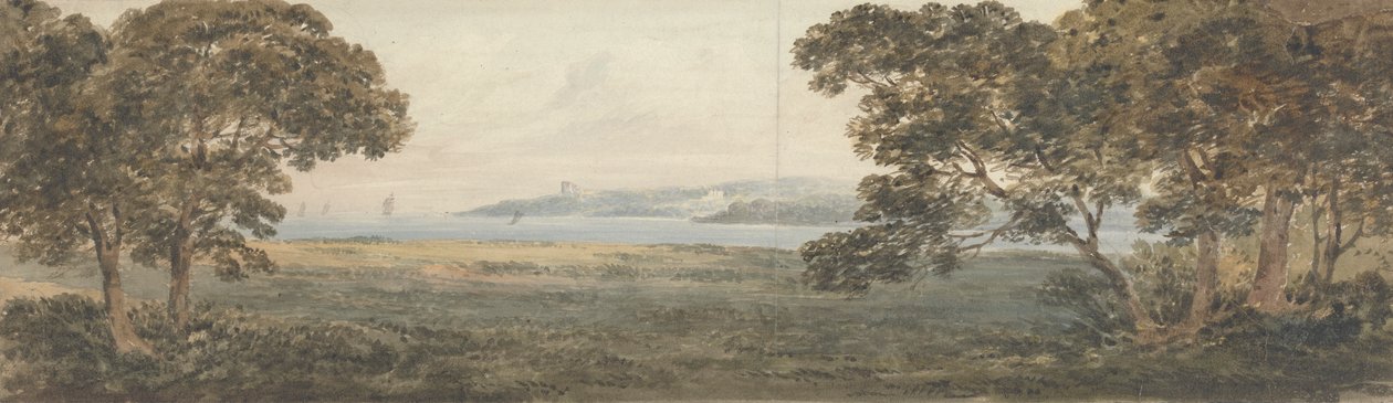 Paysage boisé surplombant un estuaire - Rev. William Gilpin