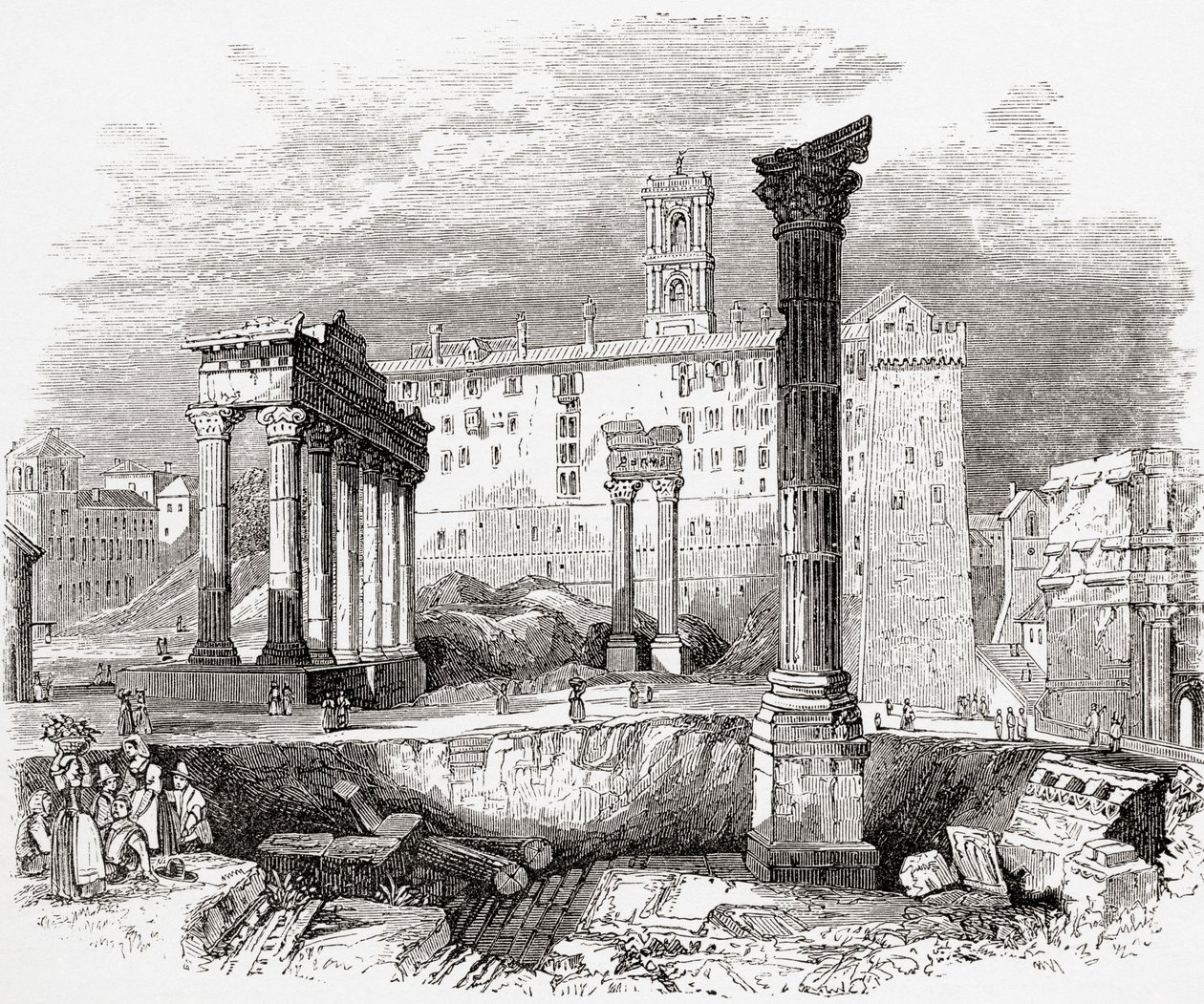 Dans le Forum, en direction du Capitole, Rome, Italie à la fin du XIXe siècle. Tiré de 