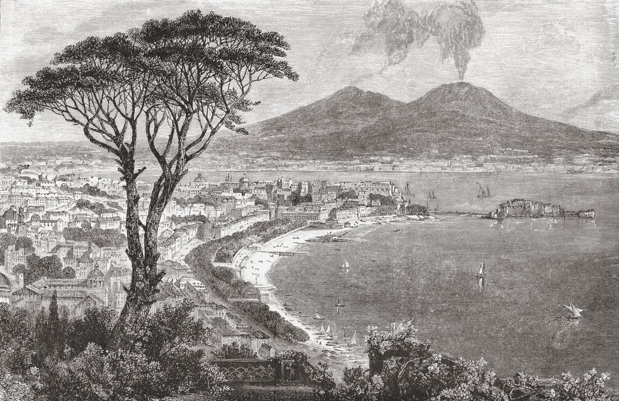 Naples et le mont Vésuve, Italie à la fin du XIXe siècle. De 