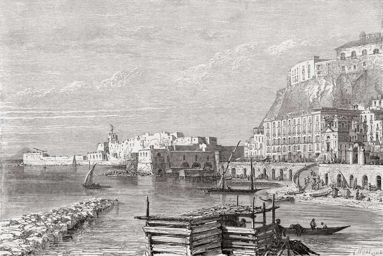 Le Quai de Santa Lucia, Naples, Italie à la fin du 19ème siècle. De Italian Pictures par Rev. Samuel Manning, publié vers 1890 - Reverend Samuel Manning