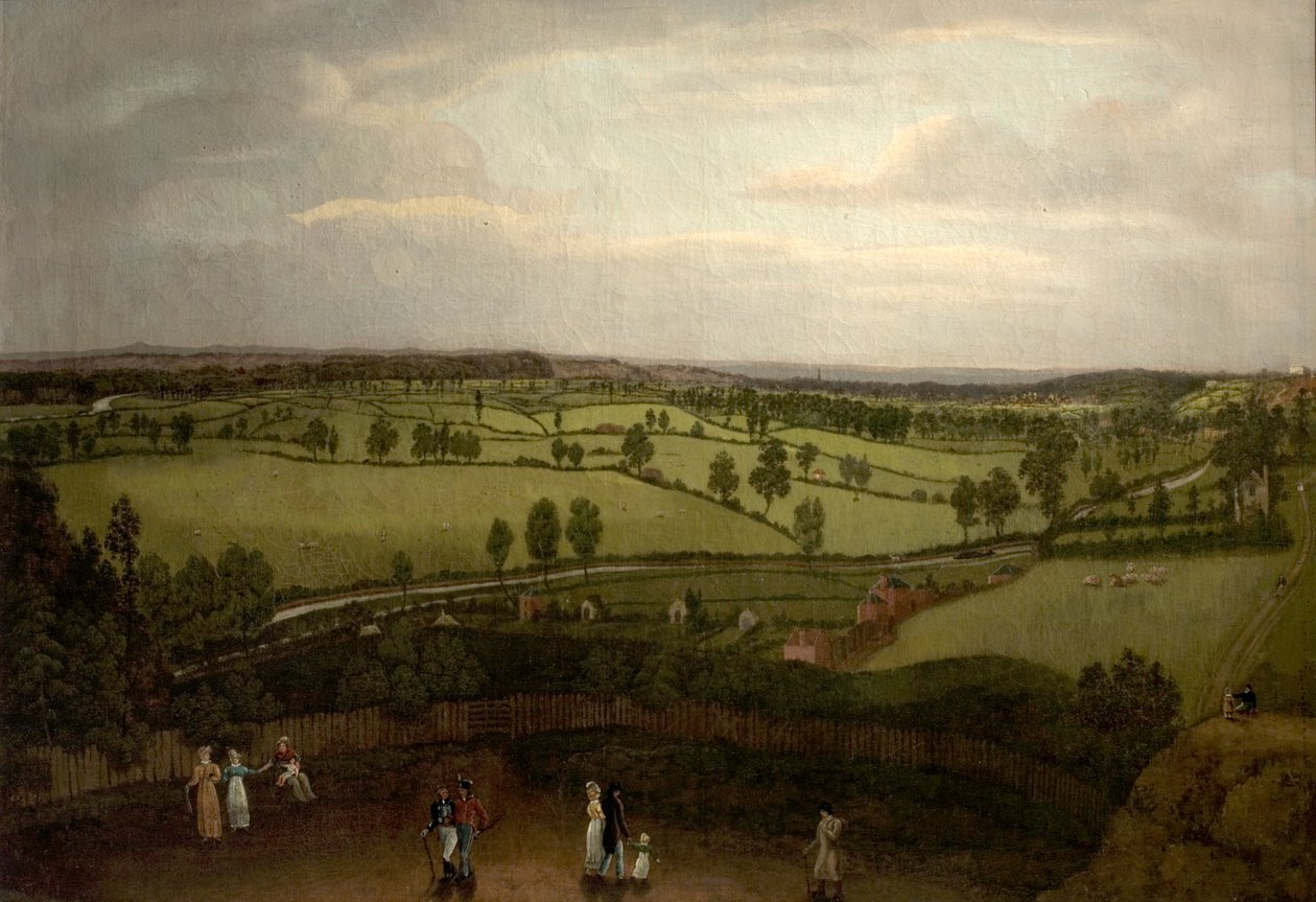 Les prés de Nottingham depuis la falaise rocheuse, où Lenton Road se transforme en Park Valley - Richard Bonington