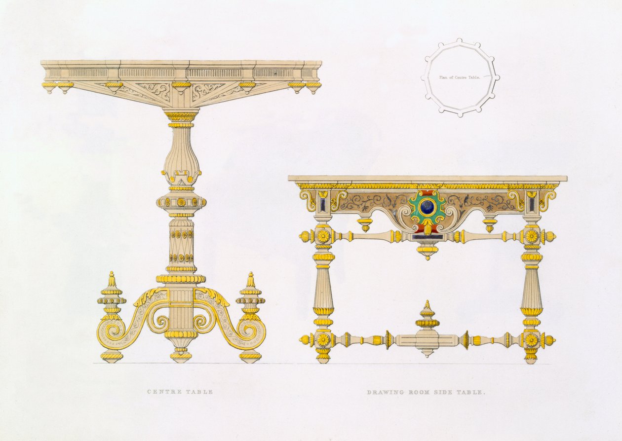 Table centrale et table de salon, 1833 - Richard Bridgens