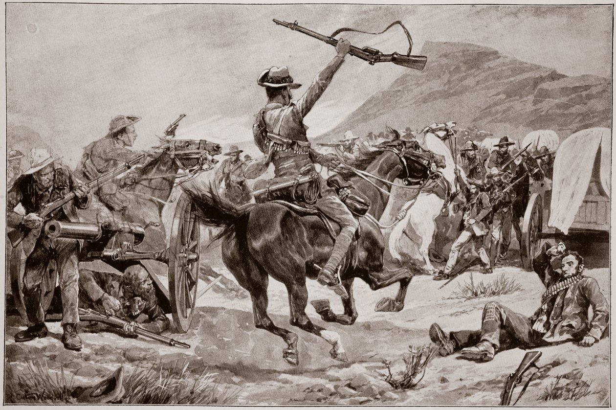 Charge des Bushmen et des Néo-Zélandais sur les canons boers, près de Klerksdorp, 24 mars 1901 - Richard Caton Woodville junior