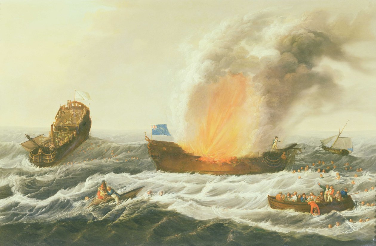 Un engagement naval entre le Québec et la Surveillante, vers 1779 - Richard Paton