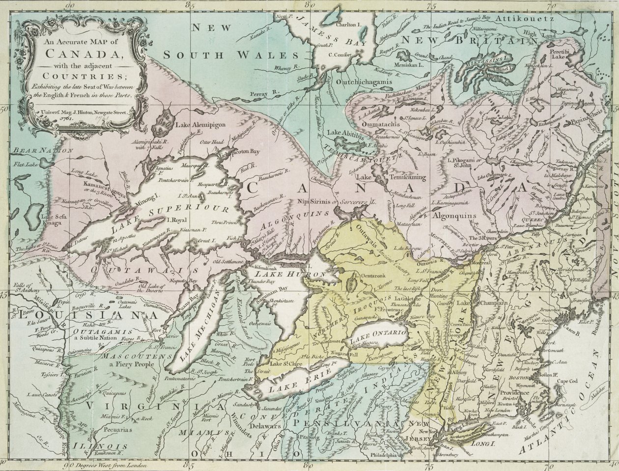 Carte précise du Canada et des pays adjacents, 1761 - Richard William Seale