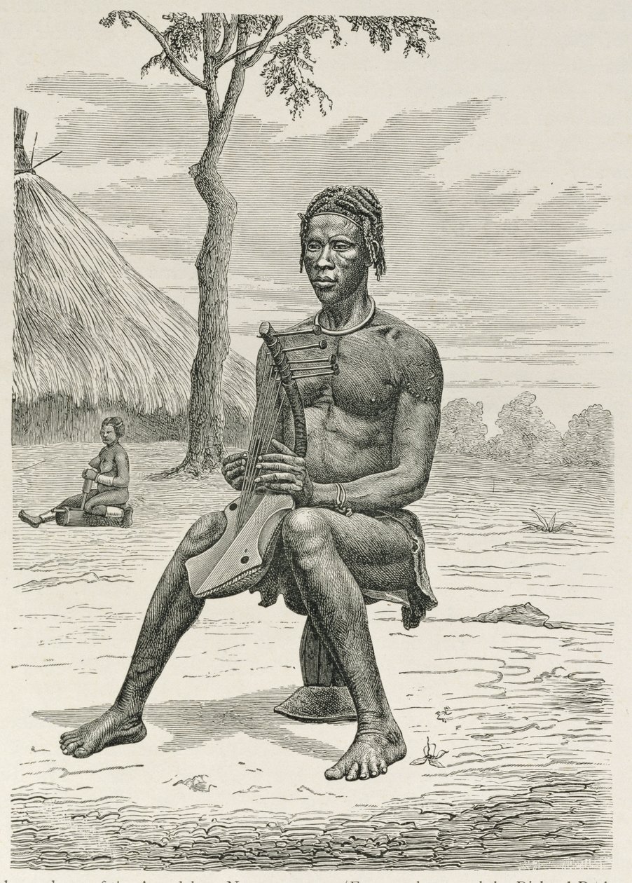 Un joueur de harpe des Azandeh ou Nyam-Nyams, de 