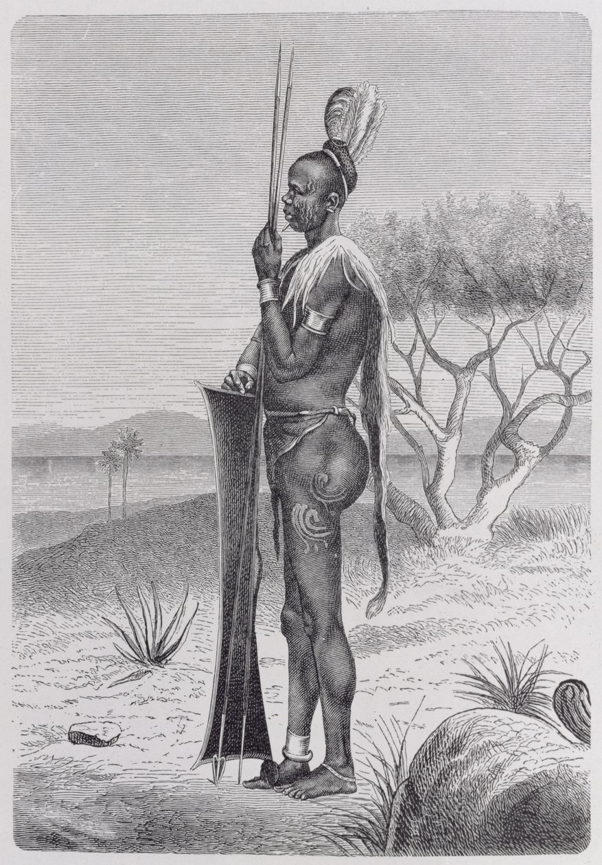 Un Shuli tatoué avec ses armes, de 