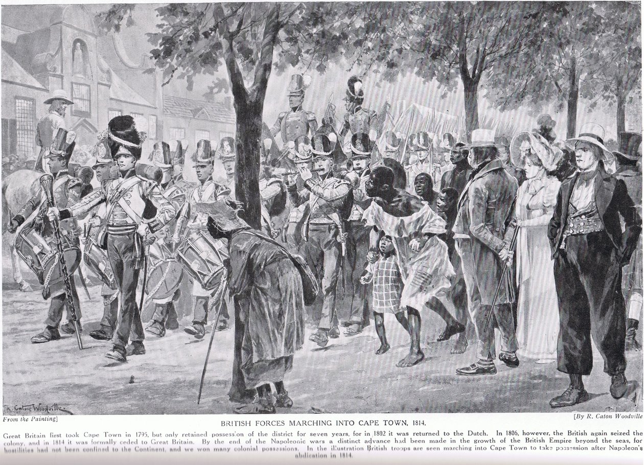 Les forces britanniques marchant dans Le Cap, illustration de 