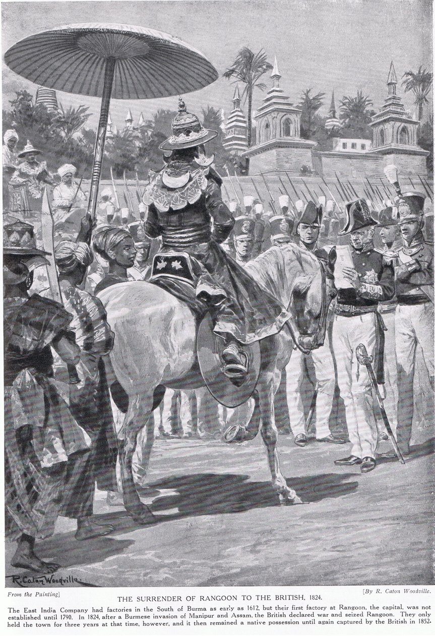 La reddition de Rangoon aux Britanniques, 1824, illustration de 