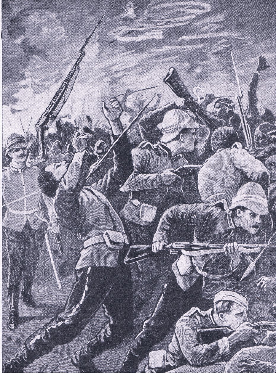 La défense de Rorkes Drift, illustration de British Battles on Land and Sea, 1915 - Richard Caton Woodville junior