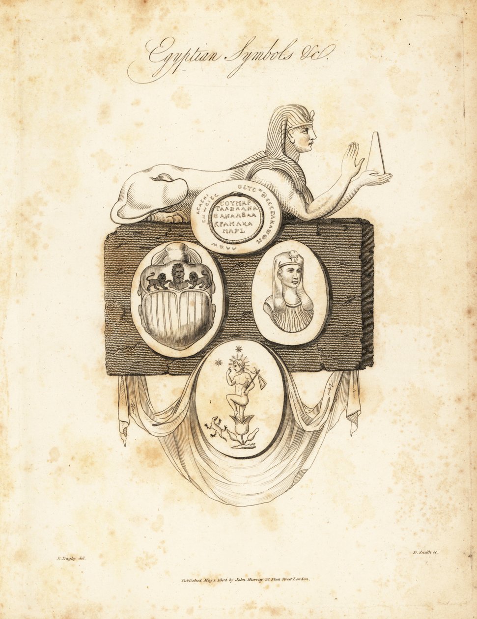 Sphinx égyptien, scarabée, Horus, etc., 1823 - Richard Dagley