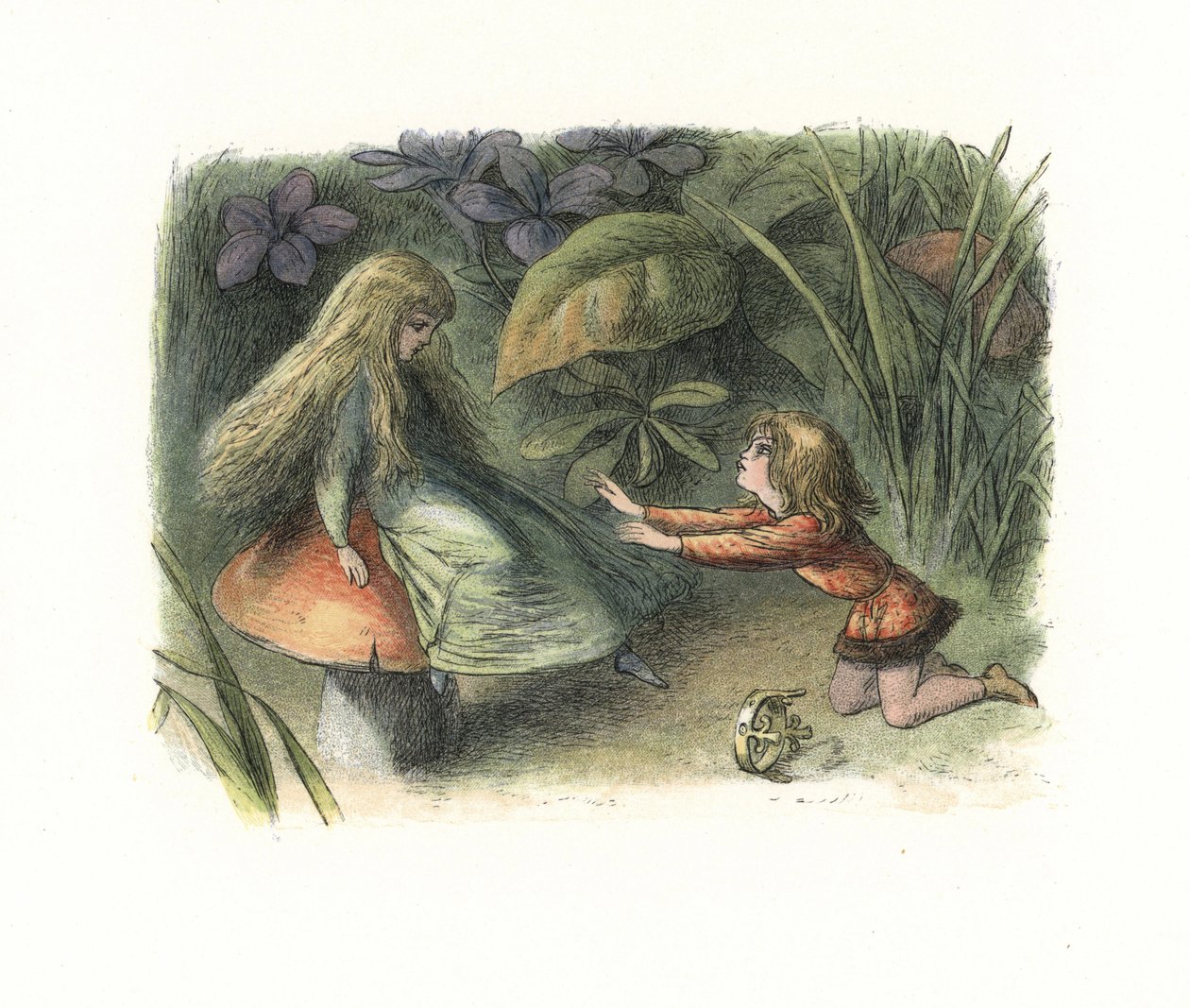 Prince elfe rejeté par une fée sur un champignon (lithographie) - Richard Doyle