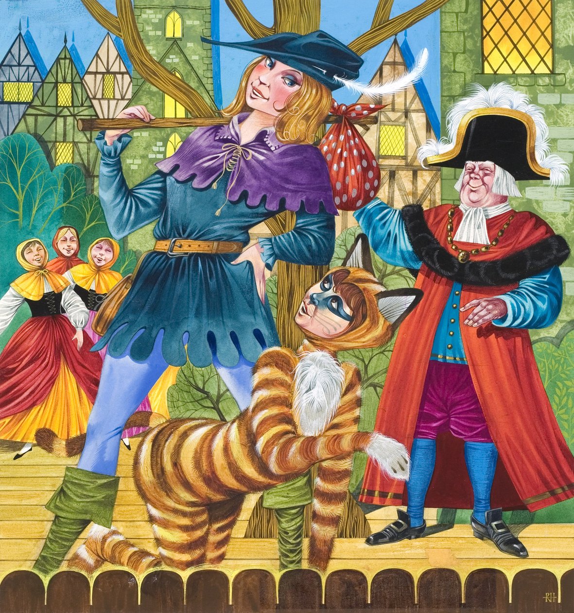 Scène de la pantomime Dick Whittington (gouache sur papier) - Richard Hook