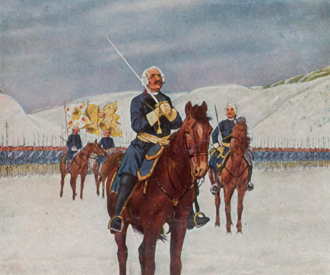 Prière du vieil homme de Dessau avant la bataille de Kesselsdorf - Richard Knotel