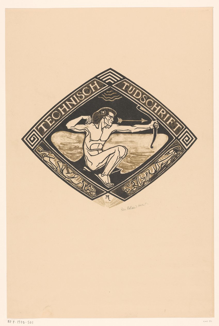 Conception de couverture pour : Revue Technique, 1914 - Richard Nicolaüs Roland Holst (signed by artist)