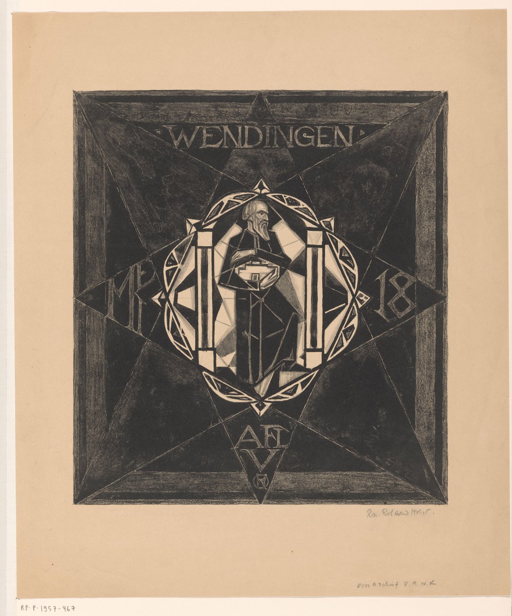 Conception de couverture pour : Wendingen, 1918 - Richard Nicolaüs Roland Holst (signed by artist)