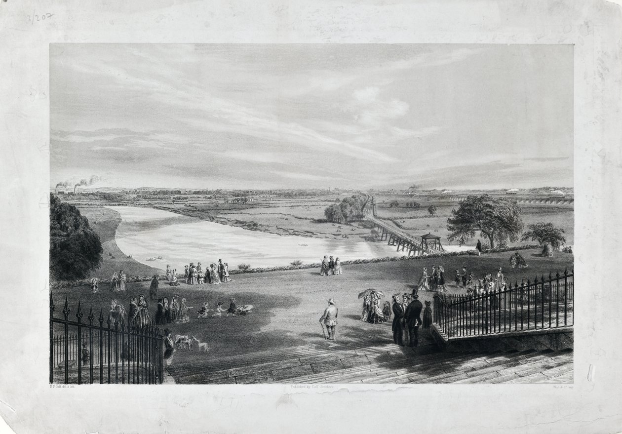 Avenham  Miller Park, vers 1870 (lithographie teintée sur papier) - Richard Parminter Cuff