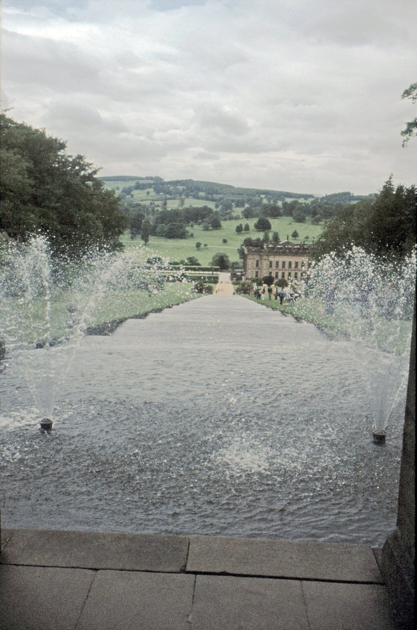 Chatsworth House depuis le sommet de la Cascade, Derbyshire, années 1980 - Richard Williams