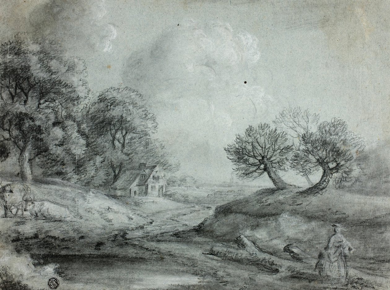 Paysage avec femme et vaches (recto); Esquisse d