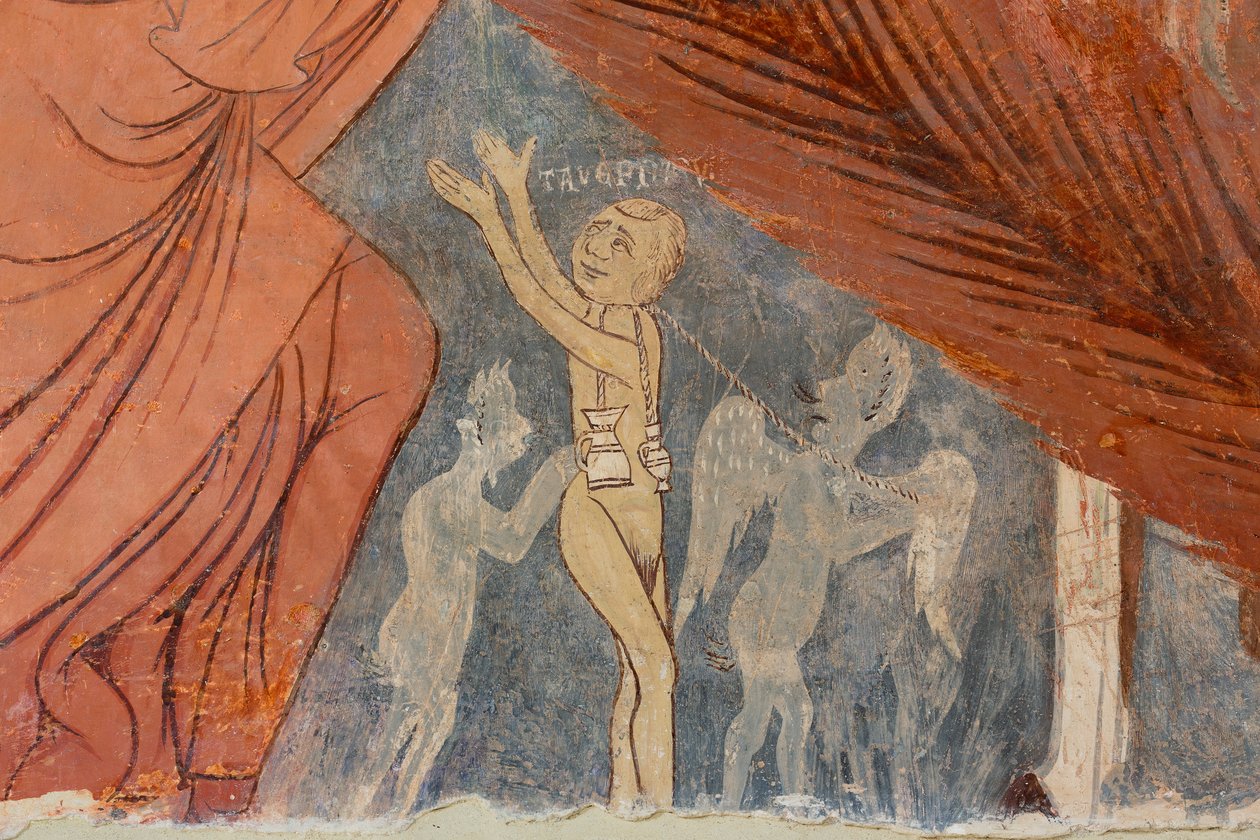 Jugement dernier, détail, "Les Hérétiques", 13e siècle (frais) - Rinaldo da Taranto