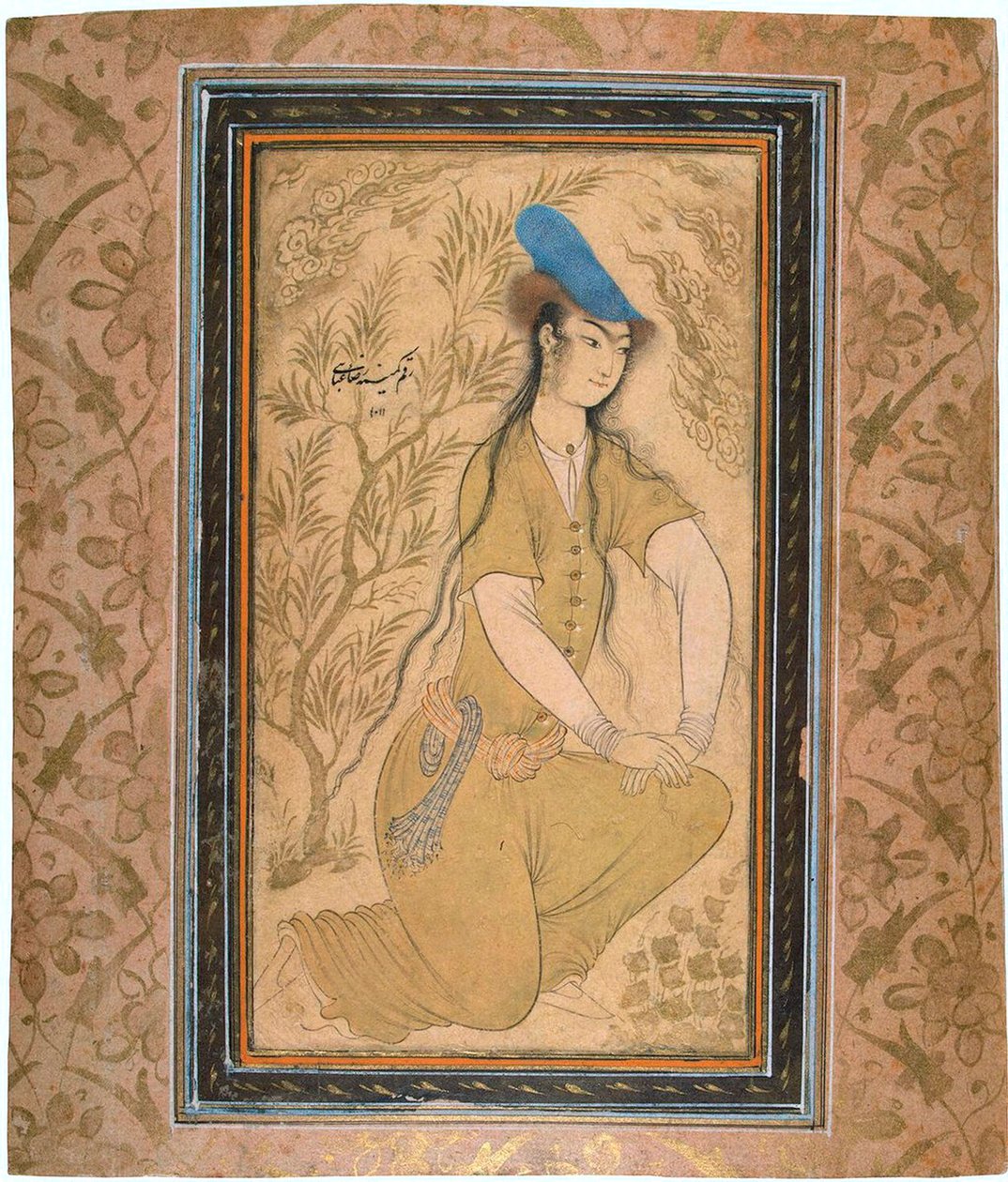 Fille avec un chapeau de fourrure, 1602 - Riza i Abbasi
