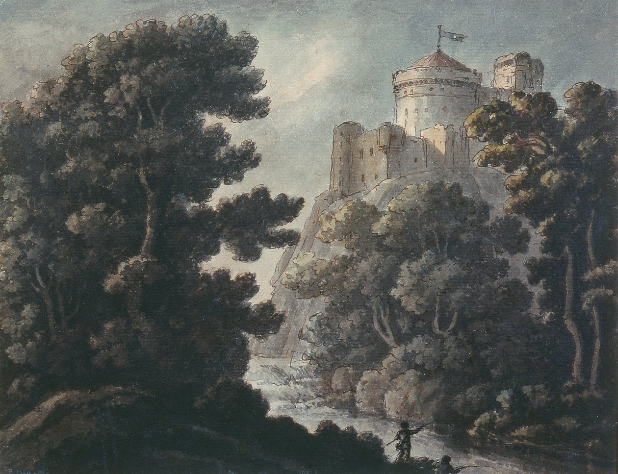 Paysage avec château sur un rocher - Robert Adam