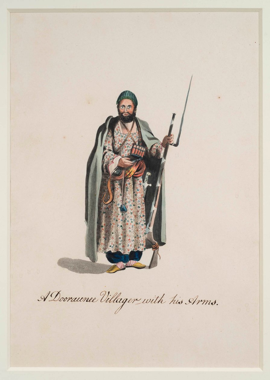 Un villageois Dooraunee avec ses armes, 1815 - Robert Melville Grindlay