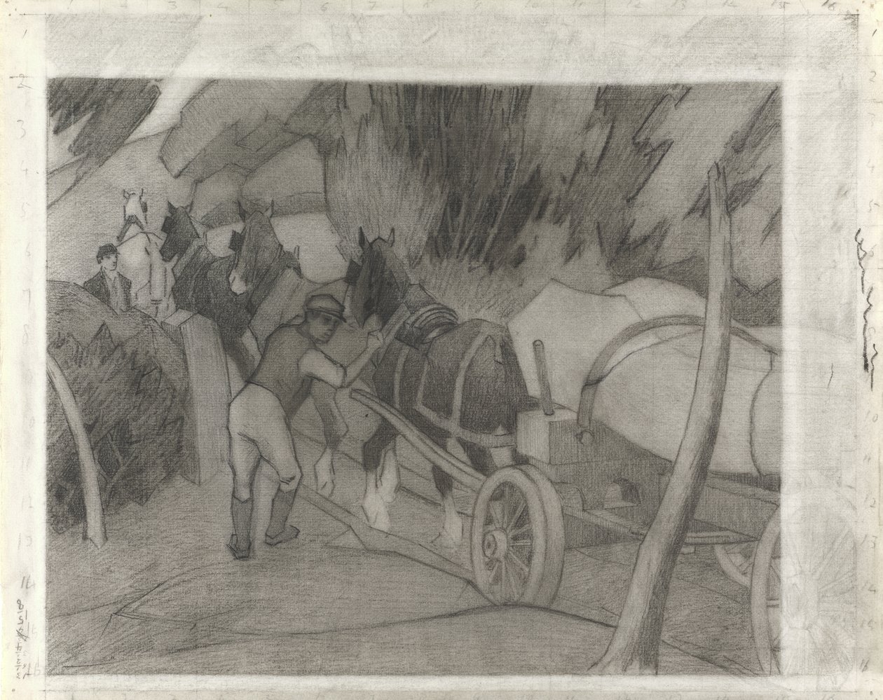 Transport de bois, vers 1917 - Robert Polhill Bevan